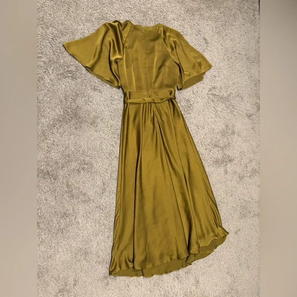 Ted Baker HARIIET Midi Dress In Khaki Green Size 1 / S - Picture 12 of 15
